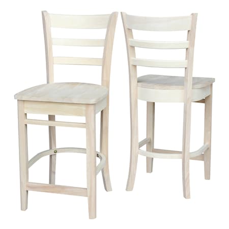 International Concepts Emily Counter Height Stool, 24" Seat Height, Unfinished S-6172